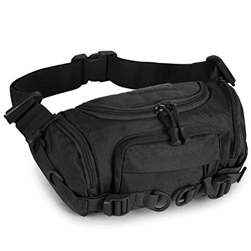 Selighting Riñonera Militar Hombre Cinturon Táctico Bolso Cintura Deportiva Bolsa Organizador de Telefono Llaves para Caza Viaja Escalada Pesca Running (Negro)