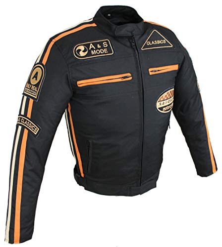 Chaqueta de motorista para hombre con protectores, impermeable, cortavientos, estilo motero, turismo, quad, deporte y tiempo libre, tallas S hasta 5XL negro, naranja S