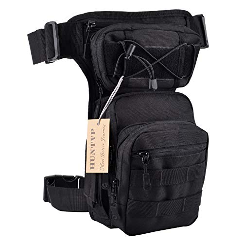 HUNTVP Bolsa de Pierna Bolsa Táctical Militar Impermeable para Correr Senderismo Ciclismo Camping Caza, Tipo 2-Negro