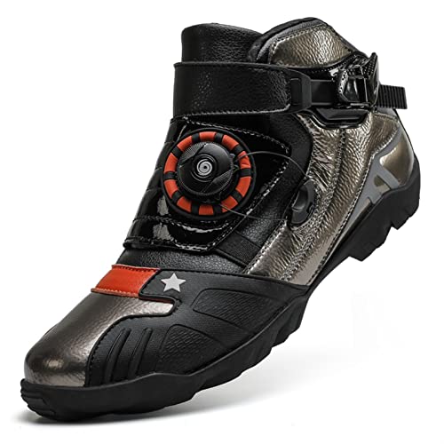 SahilXtore Zapatos Moto Hombre Unisex,Botas Moto Profesionales Protección Tobillo sistemático De Cierre ATOP,Movimiento De Moda Biker Botas Cortas Equipo De Moto Reflectante 36-47