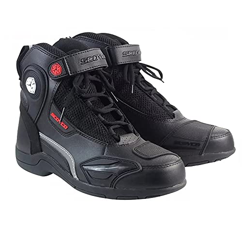 Scoyco Botas de moto Botas Moto Cuero de microfibra Motocross Botas de carreras todoterreno Zapatos de montar en moto Botas de moto para hombre (numeric_46)