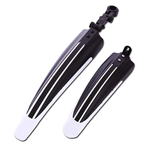 Uticon guardabarros para bicicleta, 1 par de elegantes guardabarros delantero y trasero para bicicleta de montaña, juego de guardabarros de plástico, color negro y blanco