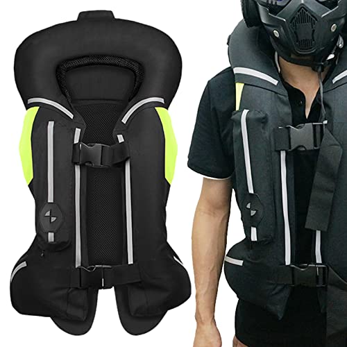 ZZJCY Airbag Moto para Hombre y Mujer, Motorista Chaleco de Airbag Homologado para Motocross y Equitación, Motocicleta Chaqueta de Airbag con Tira Reflectante y Espalda Armadura,Negro,M