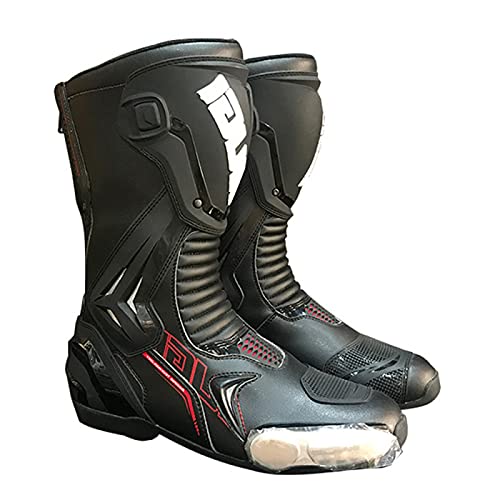 Señoras Moto Motocicleta Biker Racing Botas Hombres Mujeres Blindado Touring Deportes Cuero Impermeable Armadura Dura Moped Scooter Boot Zapatos,Blackwhite-39