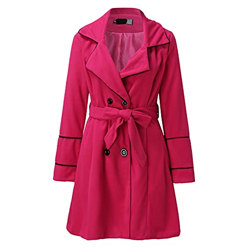 SHOBDW Chaqueta Largo Mujer Cardigans Talla Grande Vintage Jacket Elegante Parkas Invierno Cálido Rosa Roja Chaqueta Rompevientos Abrigo Botones Largos Liquidación Venta(Rosado,S)