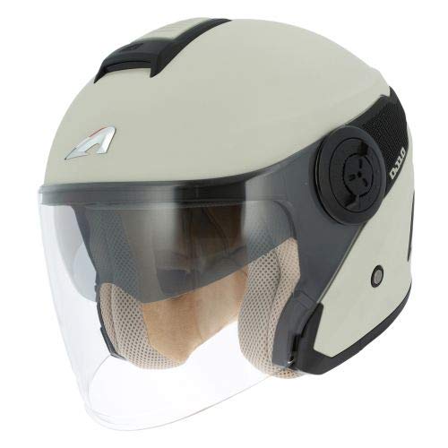 Astone Helmets - Casque jet DJ10-2 monocolor - Casque jet à écran long - Casque jet moderne en polycarbonate - pearl white/black S