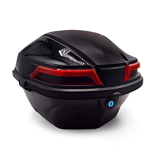 YMhbx 30L Espesar PP Baúl de Moto Guardar Casco Equipaje Caja Impermeable Motocicleta Maleta Maletero con Respaldo y guarniciones,fácil Montaje