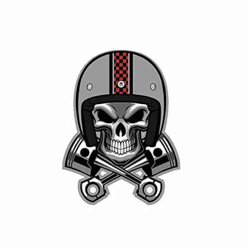 Calcomanía creativa para coche Cafe Racer Skull Pistón Casco Accesorios Cubierta Impermeable Scratch Vinilo Calcomanía Personalidad Pegatinas 13 cm No Reflectante