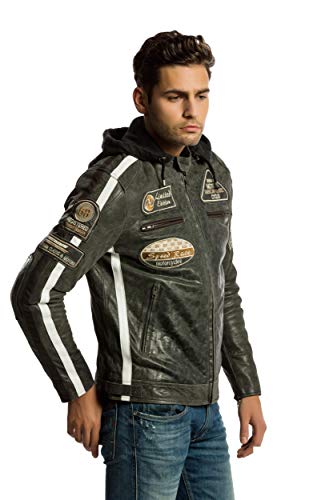 Chaqueta Moto Hombre en Cuero 58 Gents | Cazadora de Moto de Piel de Cordero | Armadura Removible para Espalda, Hombros y Codos Aprobada por la CE | Breaker | S