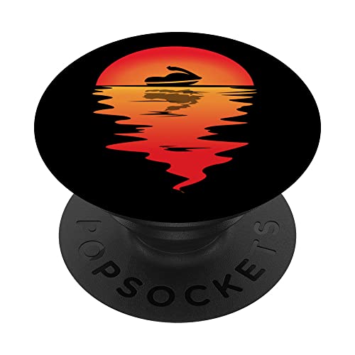 Motocicleta acuática vintage al atardecer, moto acuática, moto acuática PopSockets PopGrip Intercambiable