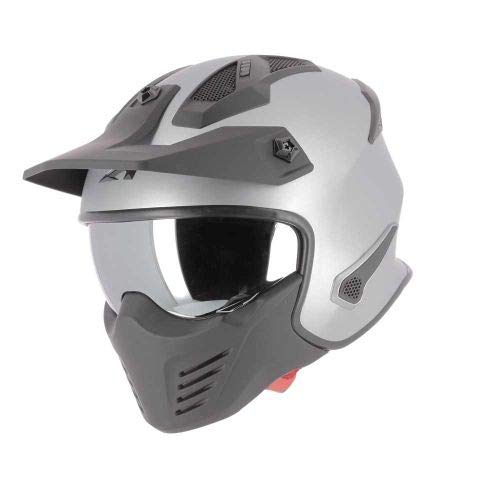 Astone Helmets - Elektron - Casque de moto jet - Casque jet 4 en 1 - Casque jet homologué - Coque en polycarbonate - Grey L