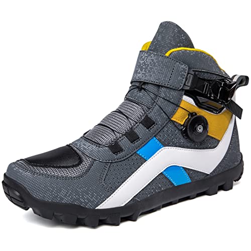 Zapatos de moto para hombre, botas moto para mujer, motociclista verano cuero ventilado transpirable moda parte superior, soporte tobillo, almohadilla cambio marcha, botas turismo para motocicleta