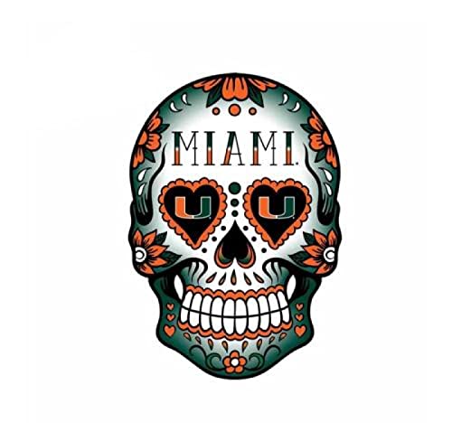 GAETOYEN Sticker De Carro Perro para Miami Hurricanes Sugar Skull Funny Car Stickers Cool Vinyl Decals Funny Car Styling Scratch Proof（15Cm） CV1Z2257(1PCS)