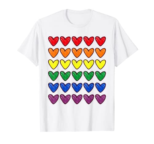 Corazón Del Orgullo Dibujado A Mano Bandera Gay LGBTQ+Arco Iris Camiseta