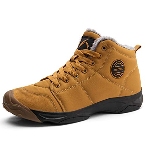 Axcone Hombre Mujer Botas de Nieve Invierno Aire Libre Trekking Zapatos Impermeable Antideslizante Calientes Botines Planas Marrón 45EU