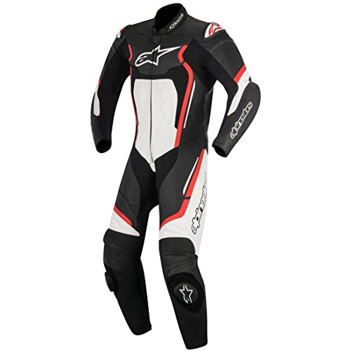 Alpinestars Traje de motociclismo Motegi V2. Traje de una pieza de cuero, en negro, rojo y blanco, 48