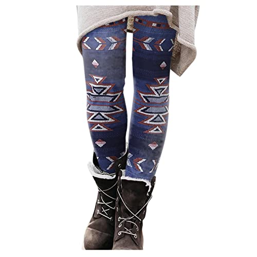 Mallas Mujer Baratas Pantalones con estampado navideño para mujer, mallas elásticas combinables con todo, pantalones de bota largos ajustados, mallas, pantalones Mallas Deporte Mujer (Blue-3, XXL)