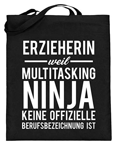 educador porque ninja multitarea no es una denominación profesional oficial - Madre - Mutti - Bolsa de yute (con asas largas), color Negro, talla 38cm-42cm