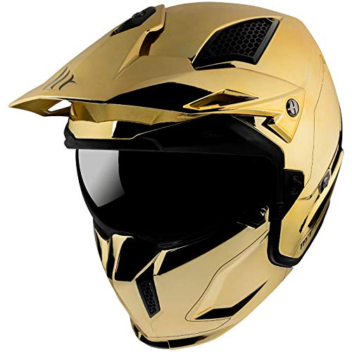 MT HELMET Trial Approved Jet Helmet MT TR902XSV StreetFighter SV Chrome A9 Gold XL Casco Hombre Adulto Mujer Casco