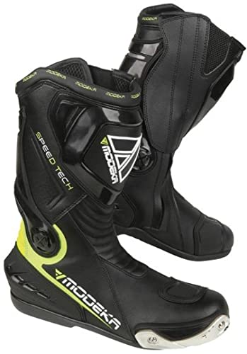 Modeka Speed Tech Botas de moto (Black/Yellow Fluo,42)