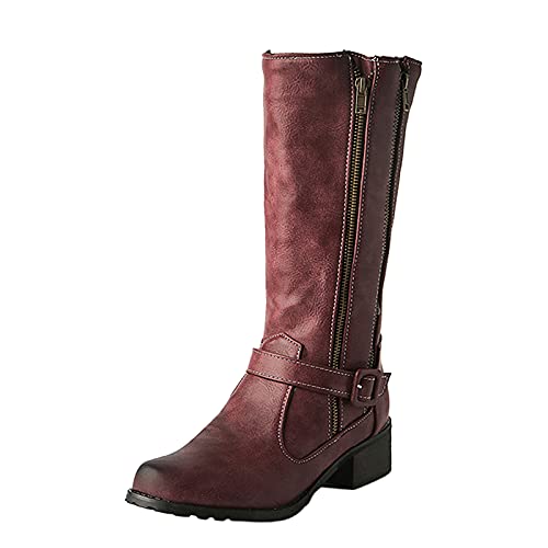 Botas de invierno para mujer, pies muy sensibles, antideslizantes, botas deportivas, botas de moto, cruz, botas de caballo, niña, botas de vaquero para Chelsea Boots para mujer, color beige, vino.,