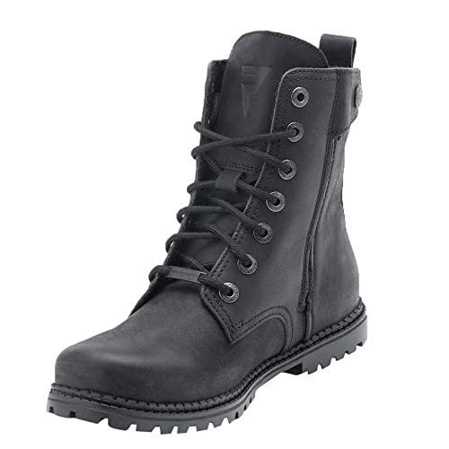 REBELHORN Nomad Botas de Moto Piel vacuno Inserto de espuma Ortholite triple costura protectores tobillos cremallera larga