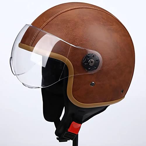 Casco de moto retro Adultos Cascos de moto jet Casco de seguridad Personalidad Medio casco de moto vintage, Para Street Bike Cruiser Chopper Moped Scooter Motocicleta Casco cómodo A,M