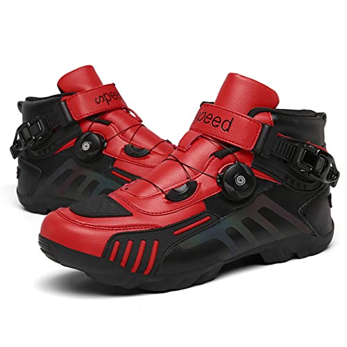 VCXZ Botas de Motocicleta Motocross Professional Racing Shoes Motorbike Biker Rider PROTECTIVED Boot,Rojo,42