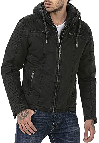 Redbridge Chaqueta de invierno para hombre acolchada con capucha desmontable Negro S