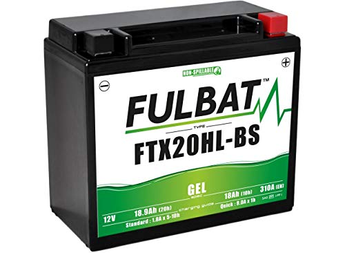 Fulbat FTX20HL-BS / YTX20HL-BS - Batería para moto, de gel, 12 V, 18,9 Ah, 310 A