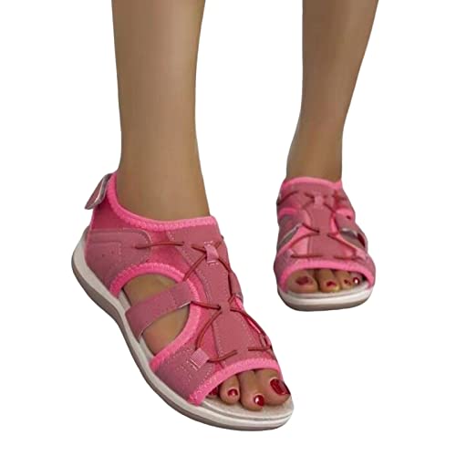 Sandalias Ortopédicas Mujer Tacón Cuña Sandalia Punta Abierta Semi Trailer Sandalias Transpirable Cómodas Sandalias con Velcro Mujer Sandalias de Playa Exterior