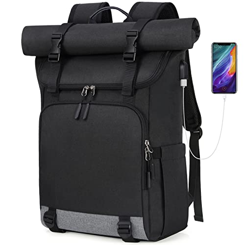 NEWHEY Mochilas Hombre Mochila Ordenador Portatil 17,3 Pulgadas Grande Mochilas de Viaje Impermeable Mochila para Escolares Trabajo Casual con Puerto USB