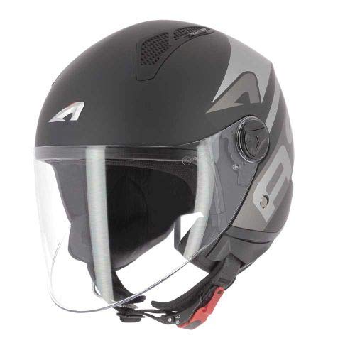 Astone Helmets - MINIJET Graphic LINK - Casque jet - Casque jet urbain - Casque moto et scooter compact - Coque en polycarbonate - matt black M