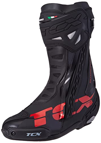 TCX RT-Race, Motorcycle Boot Hombre, Negro Gris Rojo, 47 EU