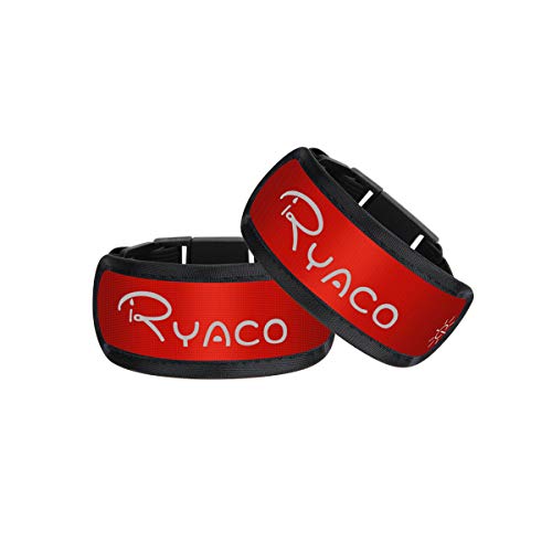 Ryaco Brazalete LED, Paquete de 2 brazaletes Luminosos Pulsera Deportiva con luz de Seguridad Tiras el Tobillo con Luces Intermitentes para Correr, Bicicleta, Hacer Ejercicio