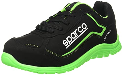 Sparco Teamwork Scarpa Antinfortunistica Da Lavoro-Bassa per UOMO E Donna-Nitro-S3 SRC, Botas de Seguridad y contra Incendios Unisex Adulto, Nero/Verde, 44 EU