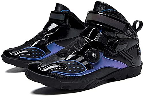 FGDFGDG 4 Estaciones, Zapatos de conducción rápida, Botas de Motocicleta Todoterreno, Botas Cortas de Ciclismo de montaña de Carreras, Zapatillas Deportivas de Invierno de Fuerza,Azul,36