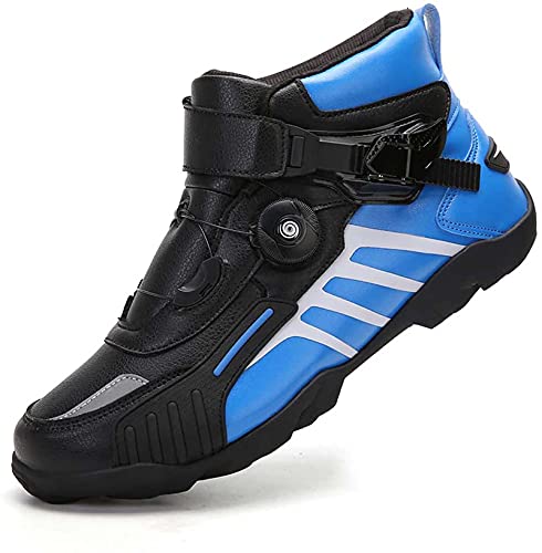 FGDFGDG Calzado de Ciclismo, Hombres y Mujeres, Antideslizante, Transpirable, Bicicleta de Carretera, Calzado Deportivo, Botas de Moto de Viaje,Azul,45