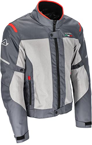 Acerbis on Road Ruby - Chaqueta textil para moto, gris y rojo, XXXL