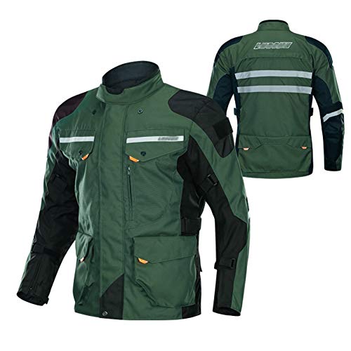 XEPAJS Hombres Tourer Chaqueta Moto con Franja Reflectante, Cordura Protecciones en Codos Hombros y Espalda, Desmontable Chaquetas Textil Impermeable con Armadura (M-5XL)