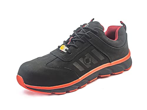 Security Line Rubi Hombres Zapatos de Seguridad Cómodas Trabajo Zapatos Composute Puntera de Seguridad sin Metal Ligera S1P Ci SRC Transpirables Anti-Deslizante Trabajar Calzado, Negro, 42 ​​EU