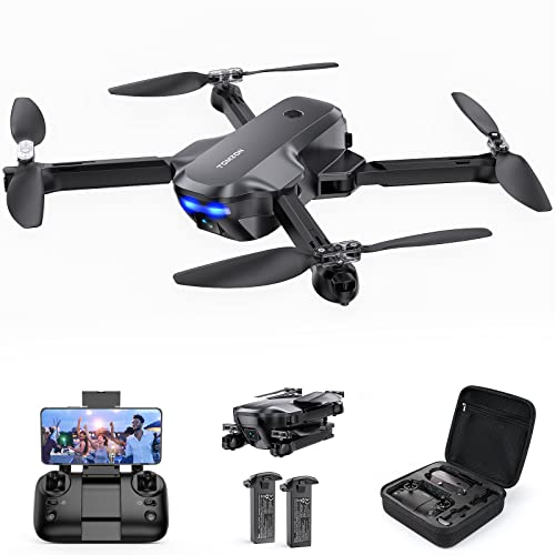 TOMZON Drones con Cámara 2.7k, Plegable Drones FPV WiFi RC Helicóptero Quadcopter para Principiantes, 36 Mins Vuelo, Modo sin Cabeza, Control por Gravedad, DIY Ruta de Vuelo