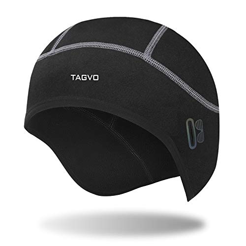 TAGVO Gorro Térmico, Gorro De Ciclismo a Prueba De Viento,Forro Cálido para Casco con Orificio para Gafas,Gorro para Deportes De Invierno con Orejeras,Forro para Casco Apto para Hombres,Talla Única