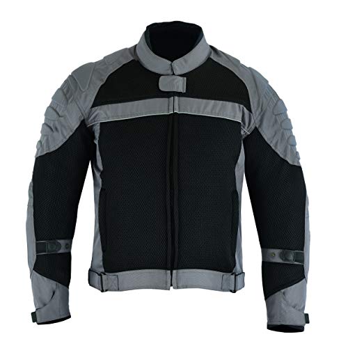 JET Chaqueta Moto Motocicleta Hombre Verano con Armadura Malla Air Flow HARLEY (Gris, M)