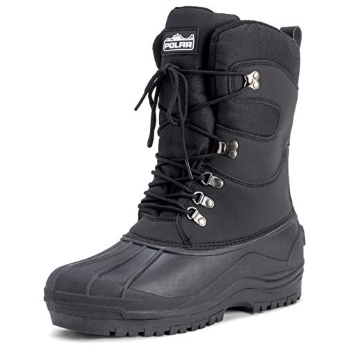 Polar Hombre Tall Malla De Nylon con Superposición Pato Impermeable Sole De Encaje hasta Invierno Nieve Botas - Negro - UK7/EU41 - YC0445