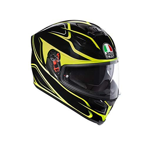 AGV Casco de Moto Integral K-5 S E2205 Multi Plk, Hombre, Magnitud Negro/Amarillo Fluo, L