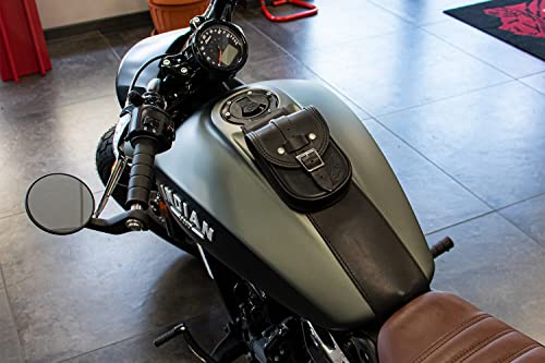 Bolsa de depósito de piel auténtica desmontable y con apertura rápida para Indian Scout Bobber 2018-2022, Indian Scout 2015-2022, Scout Rouge Made in Italy Endscuoio (negro)