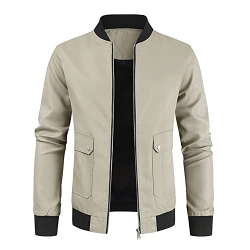 Chaqueta De Moto Hombre A Prueba De Viento Cálida Urbana Moderna Tendencia Contraste De Color Chaqueta Deportiva Hombre Primavera Y Otoño Nueva Chaqueta De Boutique Hombre D-Khaki 4XL