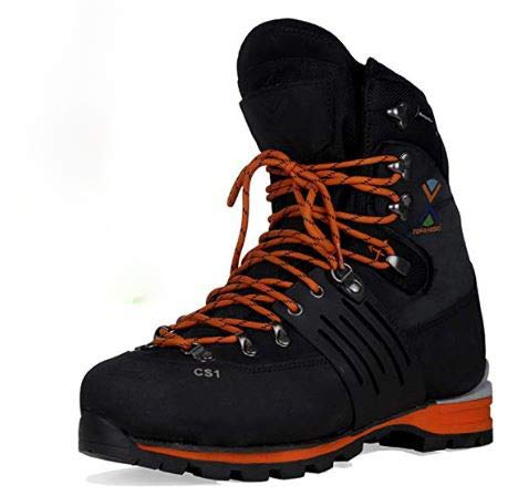 TEFANESO Botas de Alta Montaña Senderismo Bota de Trekking Impermeables Aire Libre Deportes Exterior Crampón Compatible Zapato (46, Negro y Anaranjado)