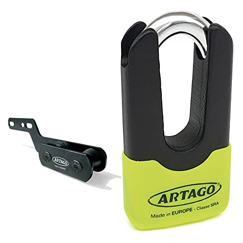 Artago 69X2 Pack Candado Antirrobo Disco Alta Seguridad + Soporte para Yamaha MT-07 y Tracer 700, Homologado Sra, Sold Secure Gold, ART4